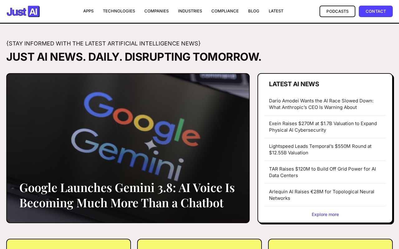 Justainews screenshot